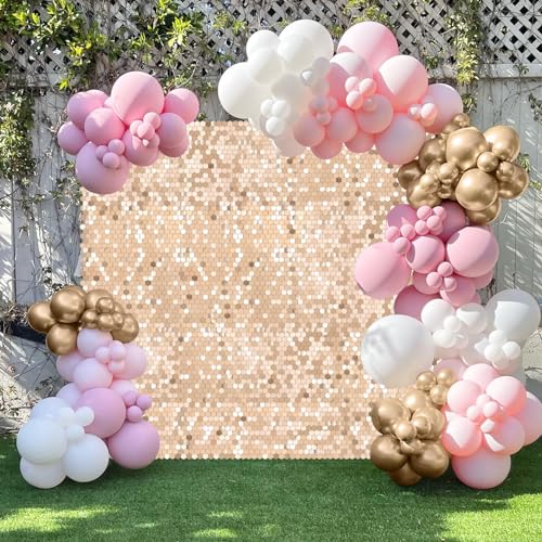 Image of Champagne Sequins Backdrop 3ftx4ft Shimmer Wall Backdrop Glitter Party Backdrops for Wedding Birthday Bridal Shower Decor