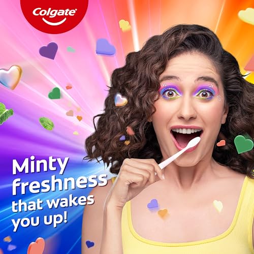 Image of Colgate MaxFresh Toothpaste, Rainbow Fresh paste Colgate Toothpaste with Cooling Crystals 10x Longer Lasting Cooling tooth paste (200g) (Pack of 2 x 100g)