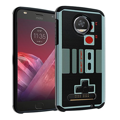 for Moto Z Play Case, Moto Z Play Droid Cover DURARMOR Hybrid Shockproof Armor Case for Moto Z Play Droid - Vintage Game Controller