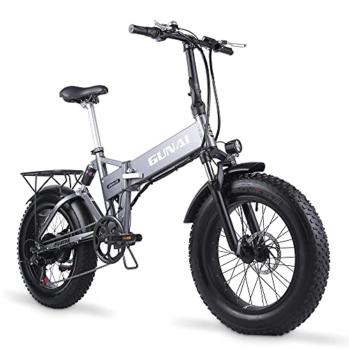 Caracteristicas Gunai Patinete Electrico Scotter 2 GUNAI Bicicleta de Nieve eléctrica Bicicleta de montaña Plegable de 20 Pulgadas y con batería de Litio de 48 V y 12,8 Ah con Asiento Trasero y Freno de Disco (Plateado)