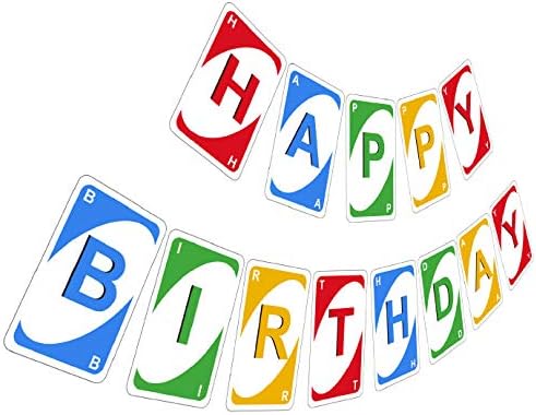 Uno Card Inspired Birthday Banner, Colorful Happy Birthday Sign, Bday Party Sign for Game Lover