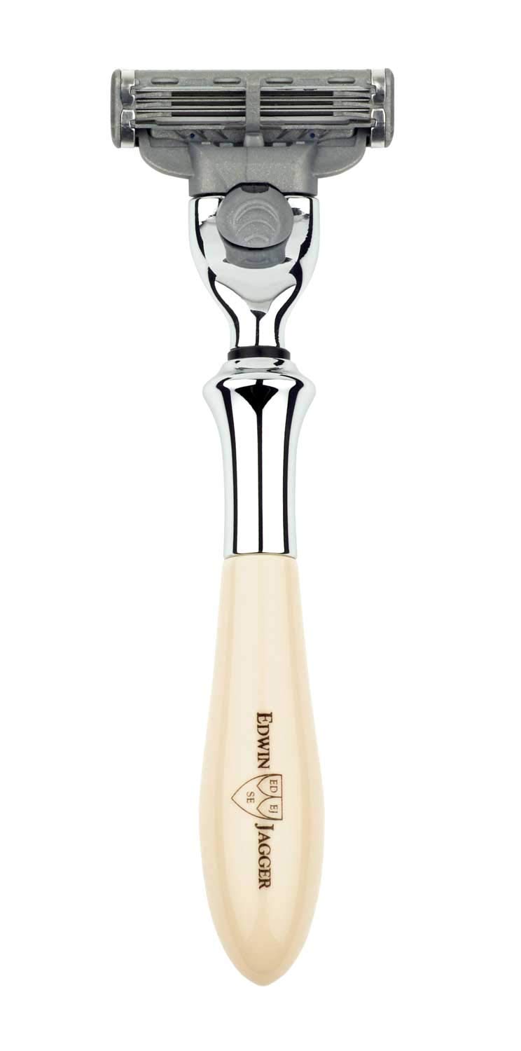 Edwin Jagger Plaza Imitation Black Marble Handle For A Gillette Mach3 Razor Cartridge (Imitation Ivory)