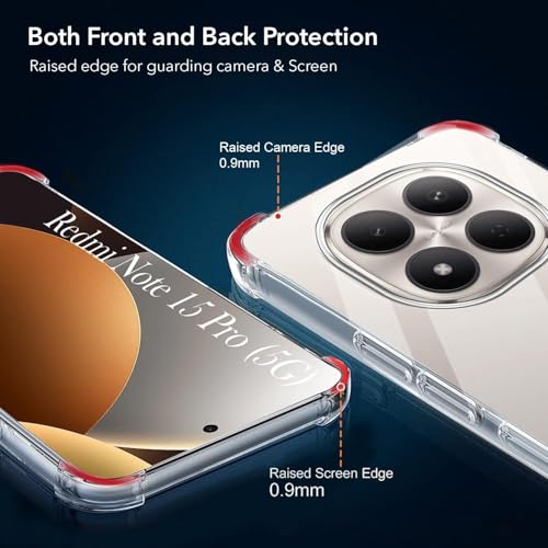 Image of Jkobi Shockproof Crystal-Clear Back Cover for Xiaomi Redmi Note 15 Pro 5G (Anti Yellow Case | Drop & Camera Protection | Hard Polycarbonate)
