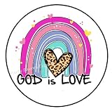 1.5" Inch God is Love Colorful Rainbow Stickers - God is Love Stickers - Rainbow Stickers Envelope S