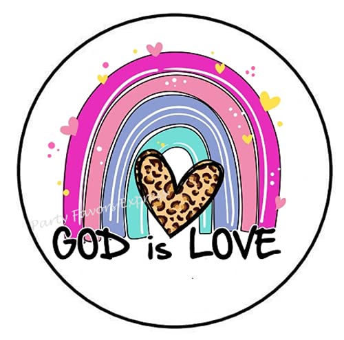 1.5" Inch God Is Love Colorful Rainbow Stickers - God Is Love Stickers - Rainbow Stickers Envelope Seals Labels - D #Aa61Rk (30 Pcs) #TOP7