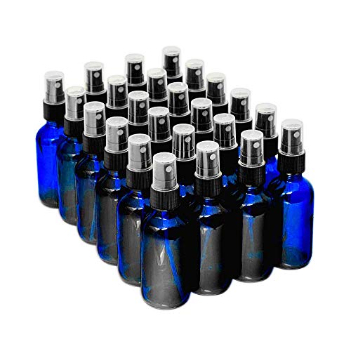 7 Colors Available - The Bottle Depot Bulk 24 Pack 2 oz Cobalt Blue Glass Bottles With Spray; Wholesale Quantity for Essential Oils, Serums with Pretty Finish to Protect and Preserve Quality