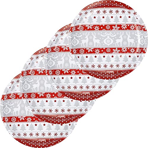 bonsport 4er Set Weihnachtsteller aus Metall 26cm - Wichtelteller...