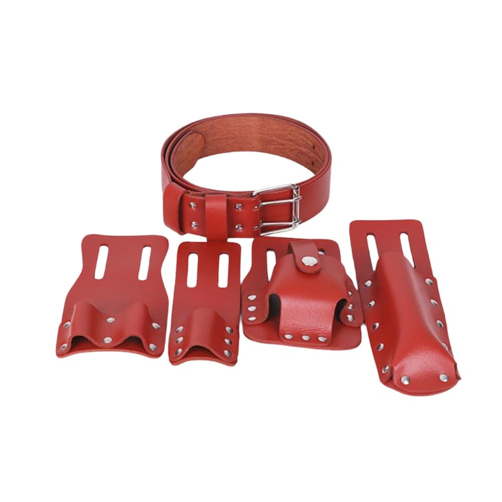 EasyByMall 5 en 1 Ceinture à outils en cuir avec 4 supports mobiles pour clés de niveau, marteau, sac d'échafaudage résistant à l'usure pour professionnels