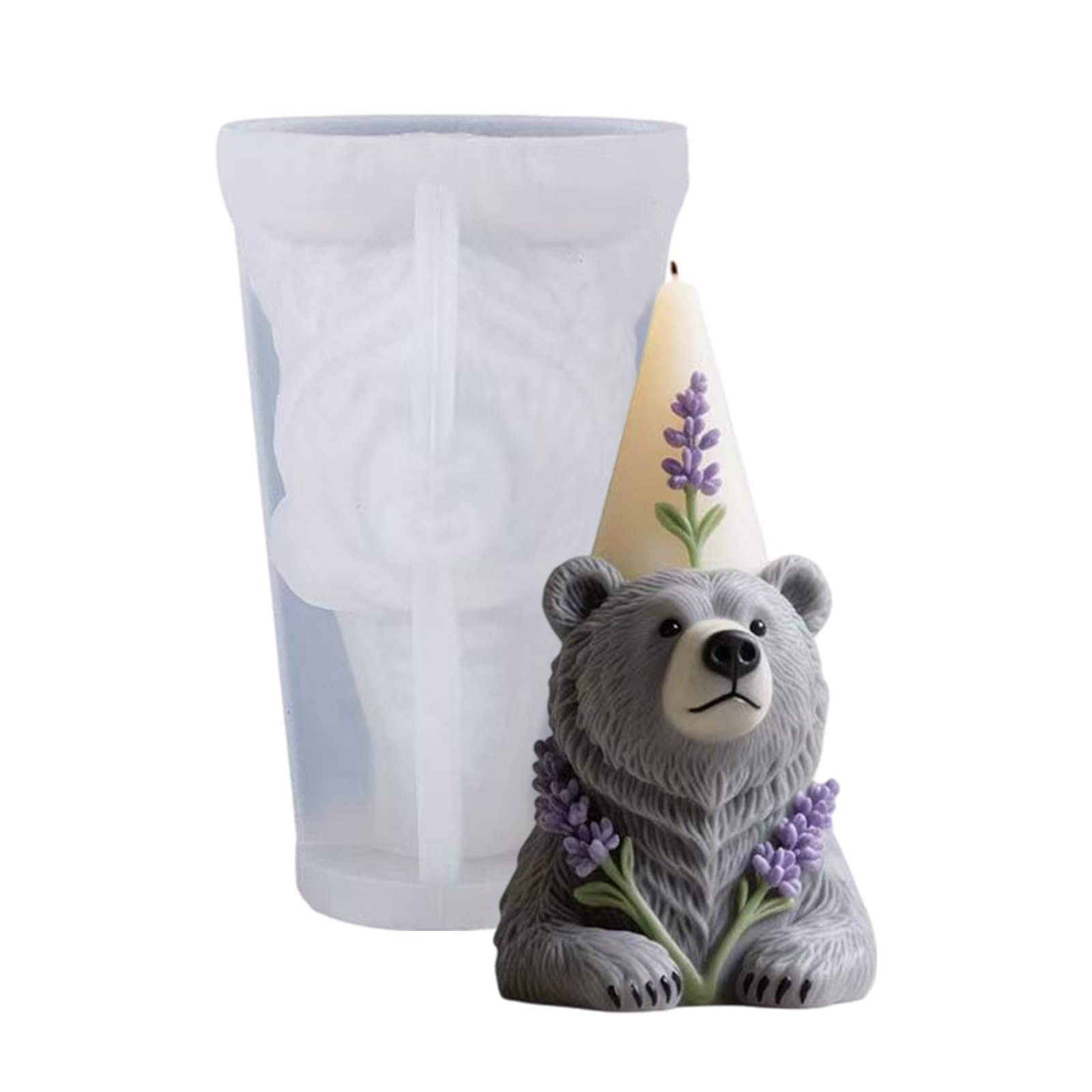 NVOQILIN Cartoon Bear Design Silicone Mold Comfortable Atmospheres Design for Crafting Unique Soaps and Decorative Items Elastomer Cast for Diyer