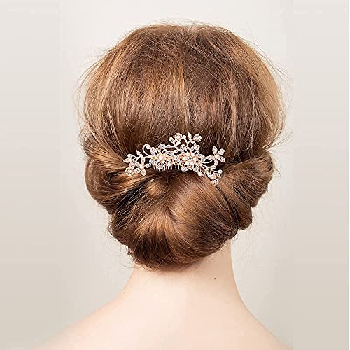 4 Pieces Wedding Hair Accessories For Brides,Rose Gold Bridal Hair Accessories Faux Pearl Rhinestone Hair Combs For Women Bride Bridesmaid Girls Wedding Birthday Party Porm #TOP3