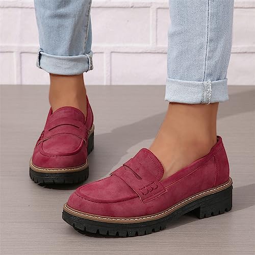 Image of Womens Loafers Shoes Platform Chunky Penny Loafer Lug Sole Comfortable Slip On Work Office Business Casual Dress Shoes, US Size 5-11.5