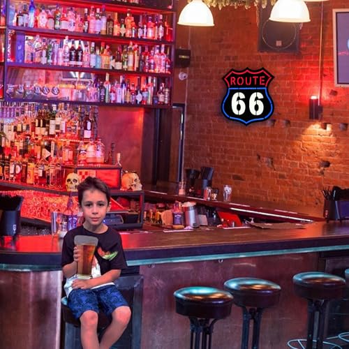 Image of Route 66 Neon Sign Night light for Bar Club Bedroom Hotel Pub Cafe Wedding Birthday Party Gifts
