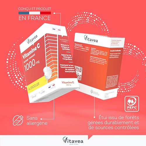 VITAVEA BIEN-ETRE - Vitamine C 1000mg - Tonus et Energie - Complément Alimentaire Fatigue et Système immunitaire - 28 comprimés - Saveur Orange -Sans sucres ajoutés - Cure 28 jours -Fabriqué en France – Image 5