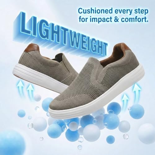 Image of konhill Mens Slip On Loafers Sneakers - Casual Knit Walking Shoes for Men, Lightweight Breathable Memory Foam Boat Shoes, Comfortable Slip-On Driving Loafers for Work Travel Beach