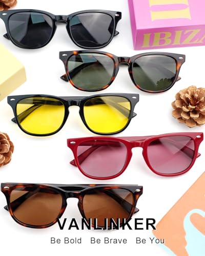 VANLINKER Retro Polarized Square Sunglasses for Women Men Vintage Round Shades VL98313