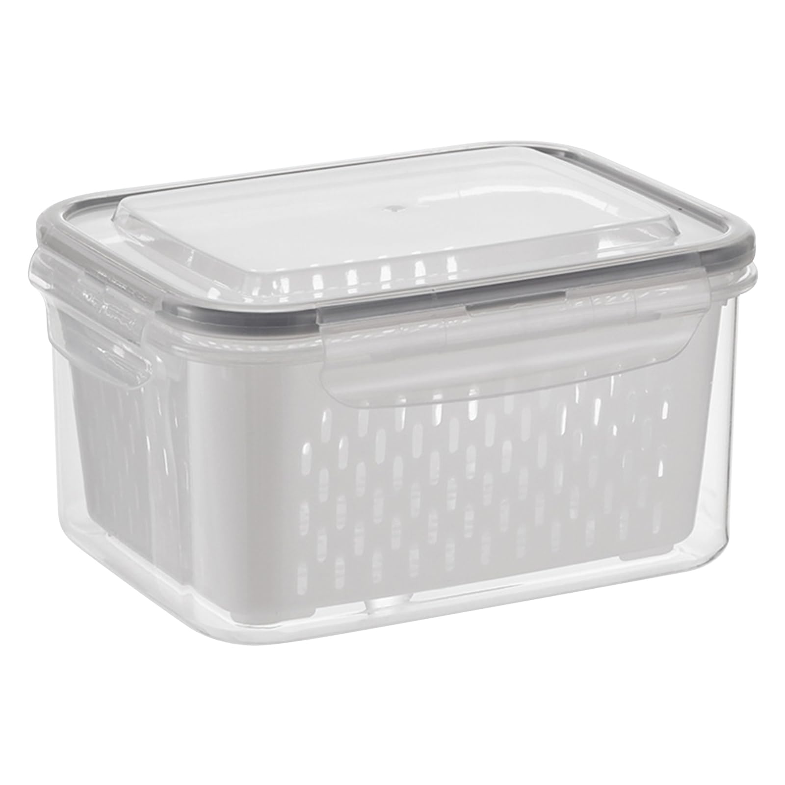 Fruit Storage Containers for Fridge Leakproof Food Storage Containers with Removable Colander Plastic Fresh Produce Saver Keep Fruits Vegetables Berry Meat Fresh Longer (Grey 1750ml)