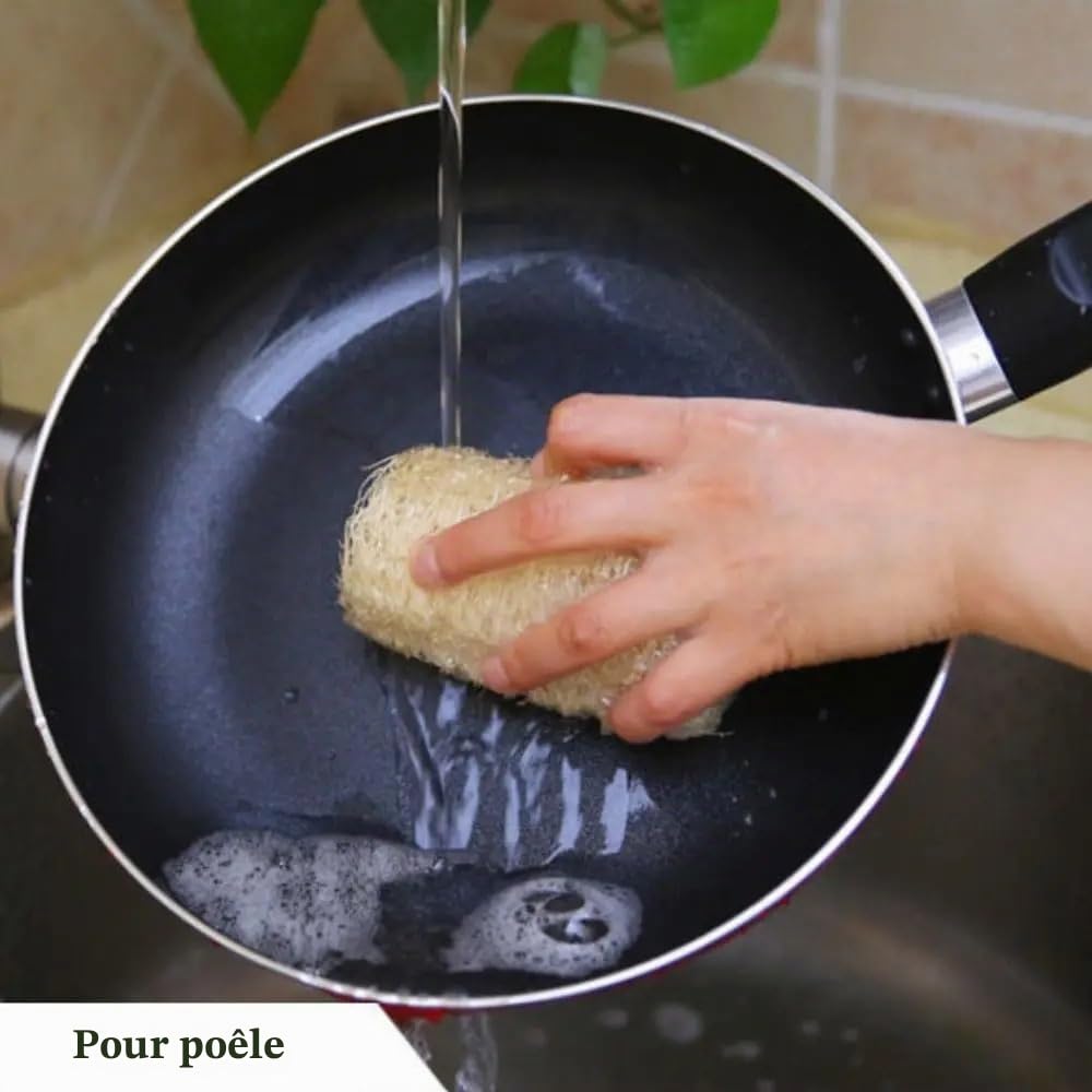 Éponge de luffa Naturelle, Longue Plantation, Douche corporelle, antiadhésive, Bonne Absorption, Serviette Vaisselle, Fourniture Cuisine et Bain(50-60cm)