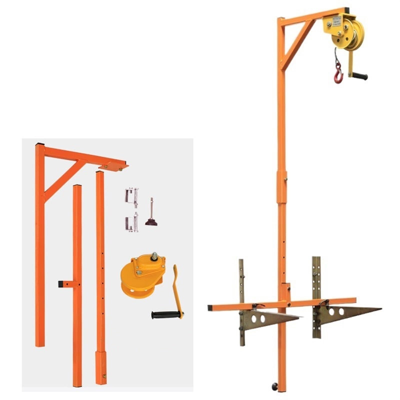 Air Conditioning Outdoor Unit Hoist Bracket + Hand Winch, Lift Specialized Tool for 3HP / 5 HP MINGPING(3HP shelf+Self-lock winch 30m)