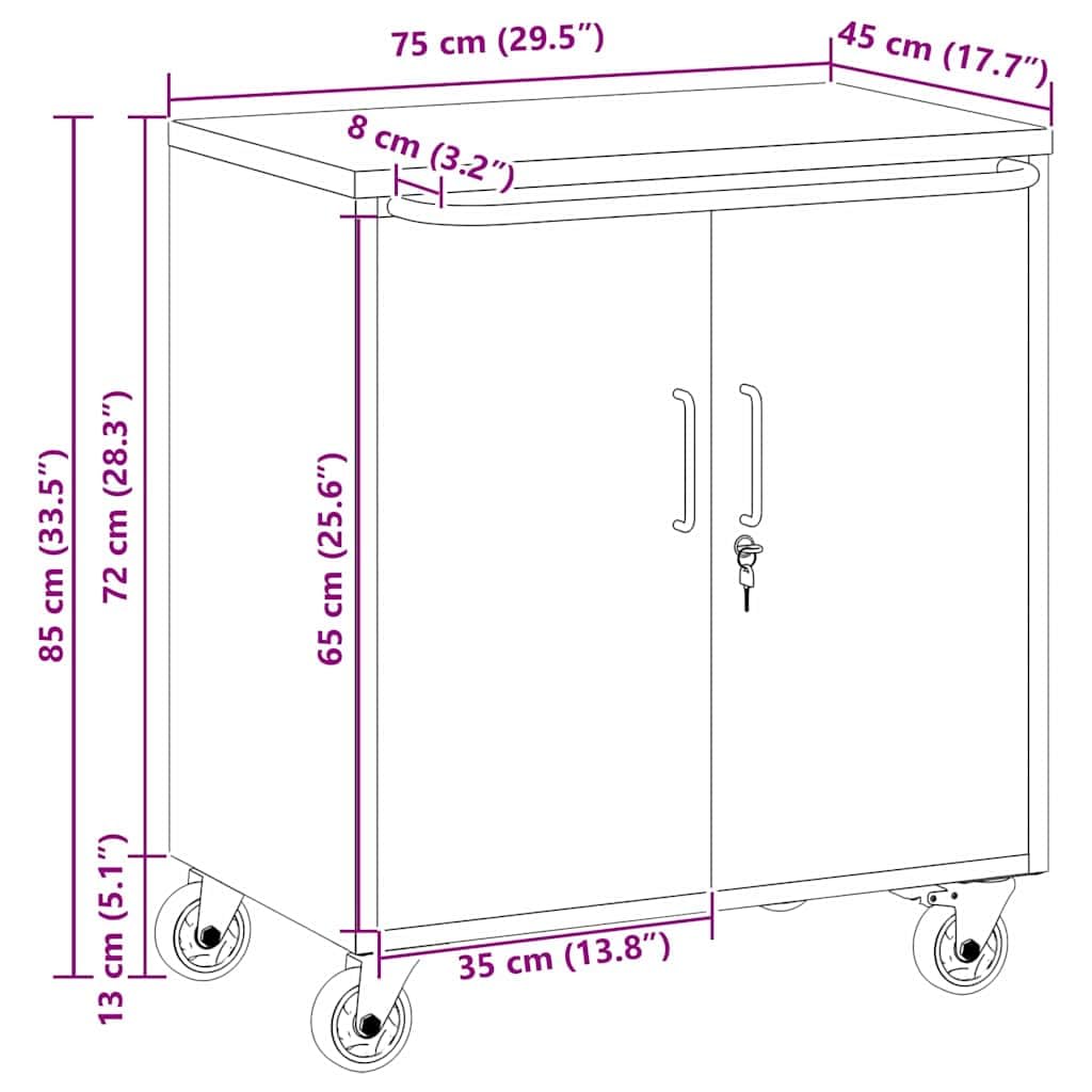 vidaXL Banco da Lavoro con Lo scaffale Nero e Grigio 75 x 45 x 85 cm, Banco da Lavoro, Tavolo Industriale modulare, Resistente con spazi per organizzare Attrezzi e Materiali