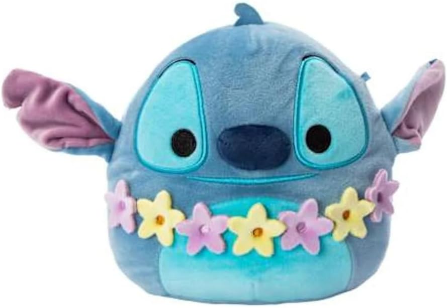 Squishmallows Stitch with Flower Necklace, 6.5 Inch Plush