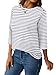 LilyCoco Womens 3/4 Length Sleeve Tops Striped Boatneck Shirt Breton French Cotton Tees Blue and White X-Large