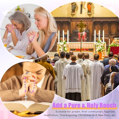 Quelay Rosary for Women Catholic Gifts Our Lady of Rosary Beads Pray Card Necklace Confirmation Gifts4