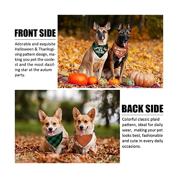 3 pack thanksgivng dog bandana, fall classic plaid halloween christmas xmas autumn triangle bandanas scarf bibs kerchief gift set - pet holiday accessories decoration for small to large dogs cats pets - image 5