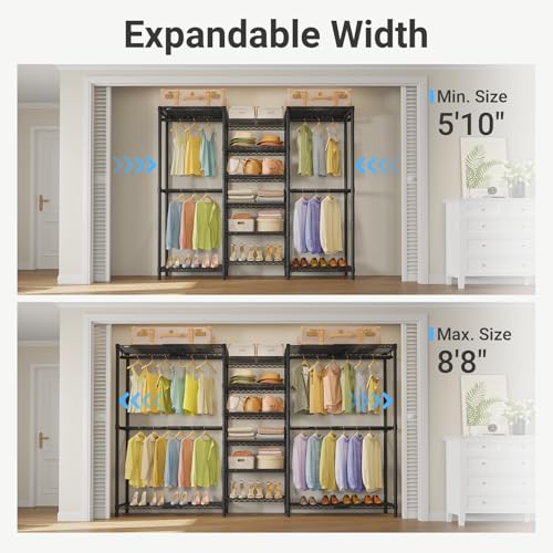 Image of VIPEK X3 Plus Large Expandable Closet Rack Wardrobe Closet Organizer Black