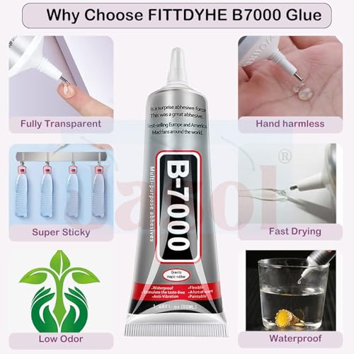Image of B-7000 & E-8000 Multi-Purpose Adhesive Glue Pack of 2 (50ML / 1.68 fl.oz Each) | Clear Jewelry & Fabric Glue for Rhinestones, Crystal Crafts, Shoes, Nail Art, Phone Screen, Metal, Glass & DIY Repairs