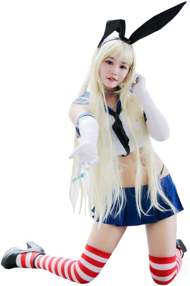 Womens Shimakaze Cosplay Sailor Suit Schoolgirl Uniform Costumes Full Outfit