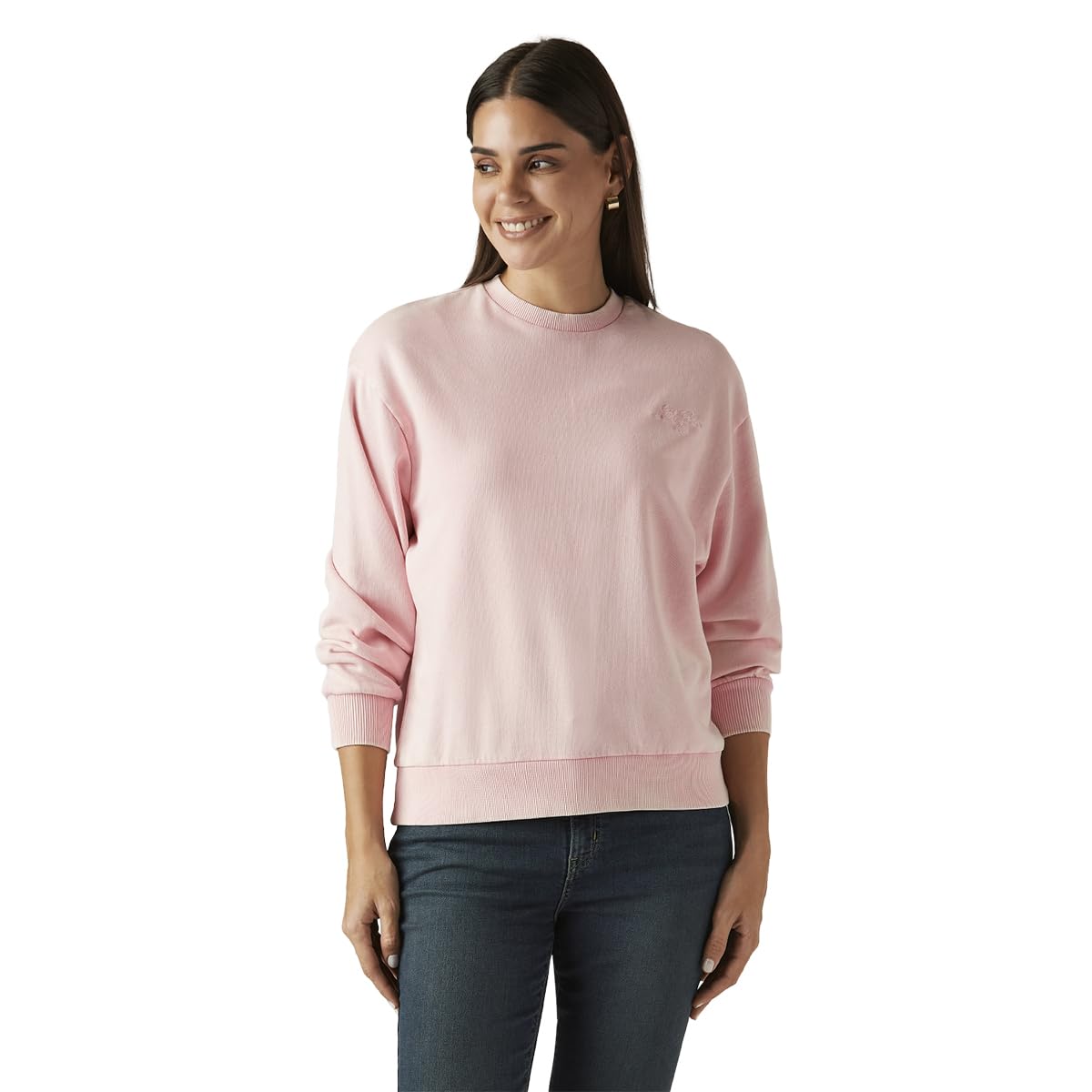 levi's Women's Solid Light-Pink Crew Neck Sweatshirt-picture-44
