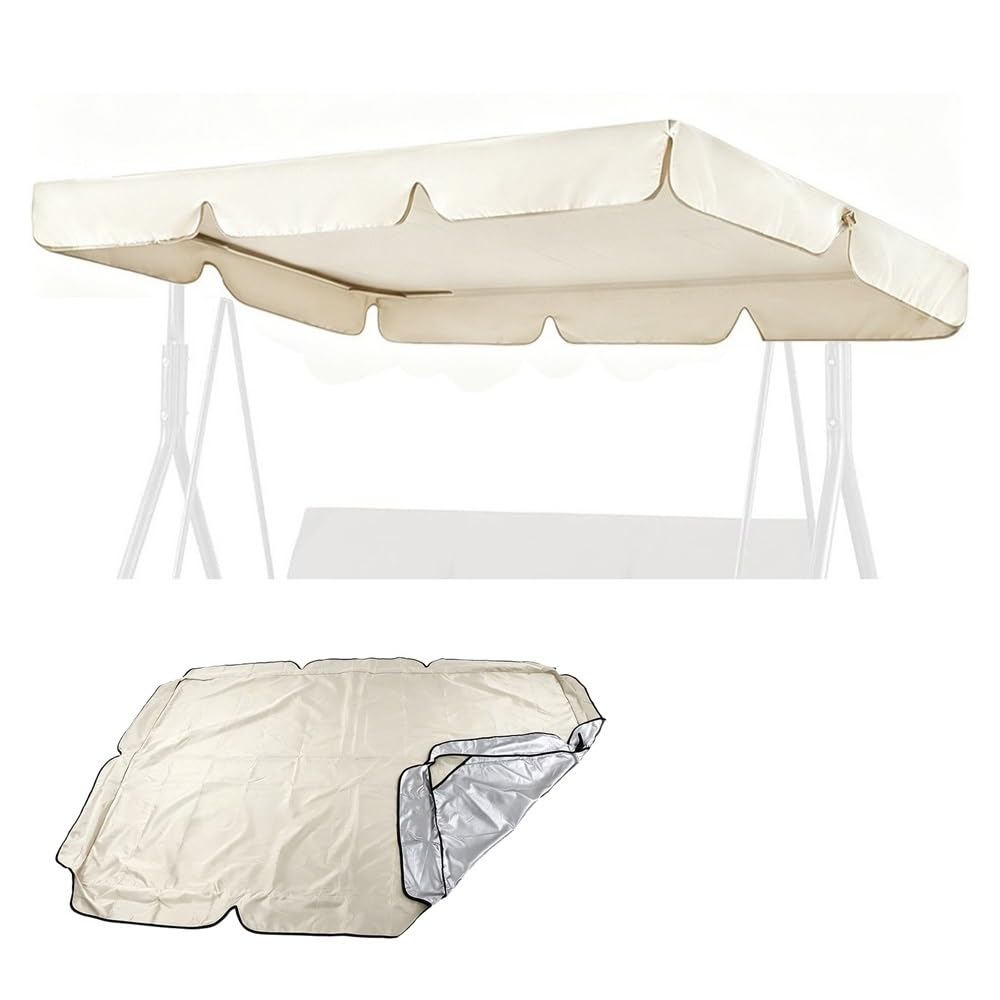RTVGNSZSJL 75x47in Swing Canopy Replacement Cover Universal Porch Swing Chair Top Cover Waterproof Replacement Canopy For Patio Garden Hammock(Beige,82x57in-210x145cm)