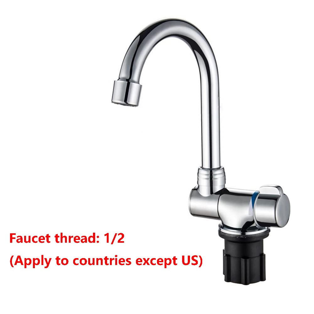 Riloer Rubinetto pieghevole in rame, rubinetto girevole a 360°, miscelatore acqua fredda e calda per camper