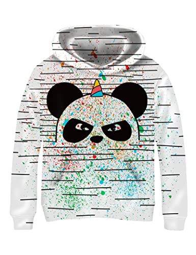 Linnhoy Sudadera con Capucha Unisex para niños, Mxiong White, 8-10 años