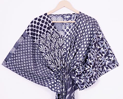 100% Cotton Kaftan Dress Tunic Long Maxi Kimono Gown Swimsuit Coverup 2025 Summer Bathing Suit Caftan Maxi Dress Loungewear2