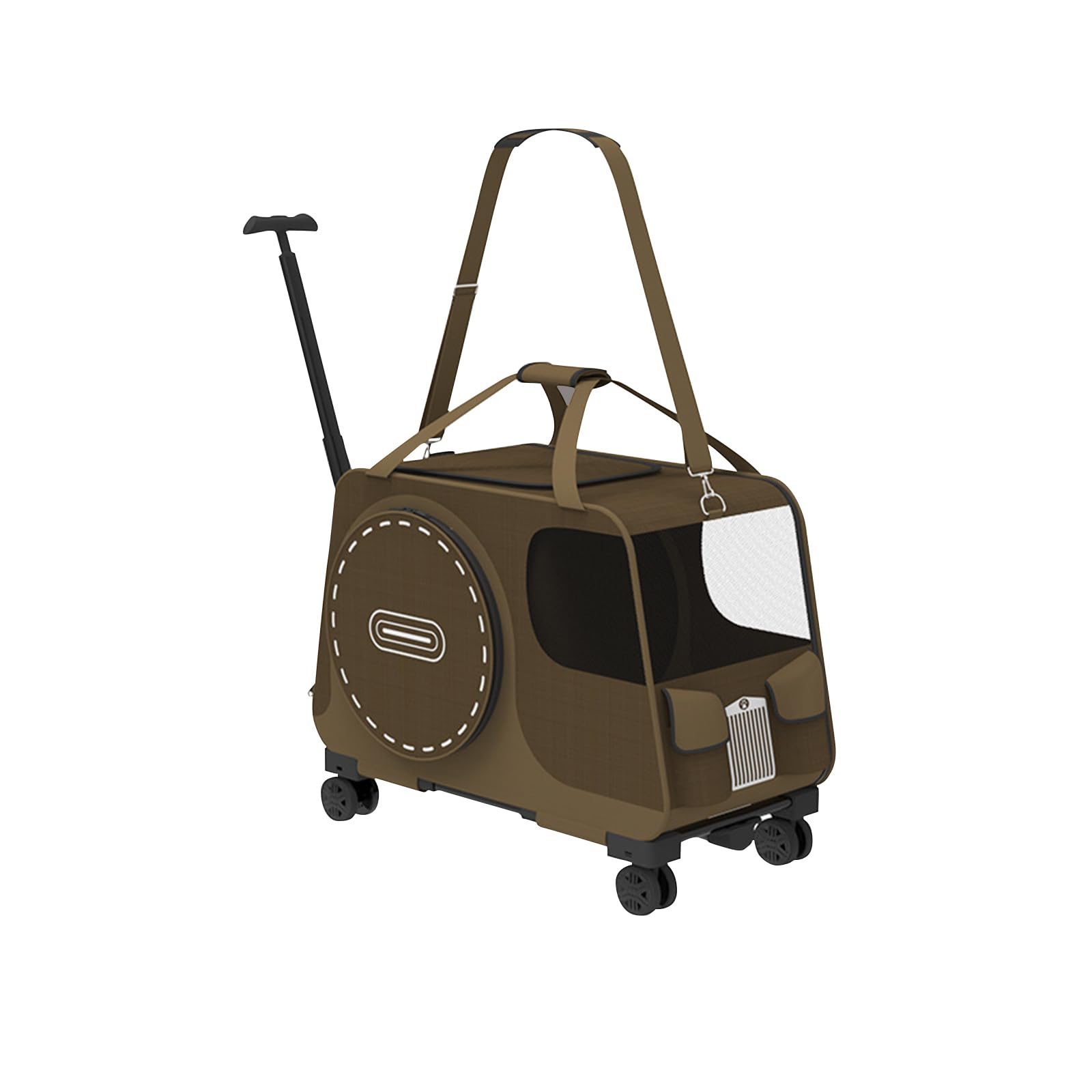 Galatée Cochecito para Mascotas, Bolsa De Viaje para Perros con Ruedas Extraíbles, Bolsa para Gatos con Ventanas De Malla, Bolsa Plegable para Perros para Viajes, Camping y Exteriores(Marrón)