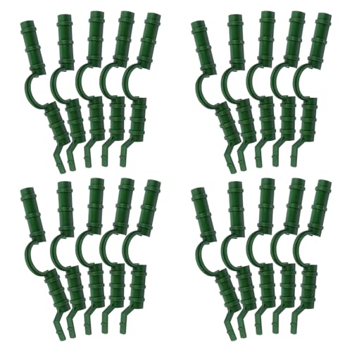 LALAFINA 20個 温室用径支柱対応グリーンクリップ 耐久プラスチック製 強力固定 ガーデンネット用簡単装着保護固定部品