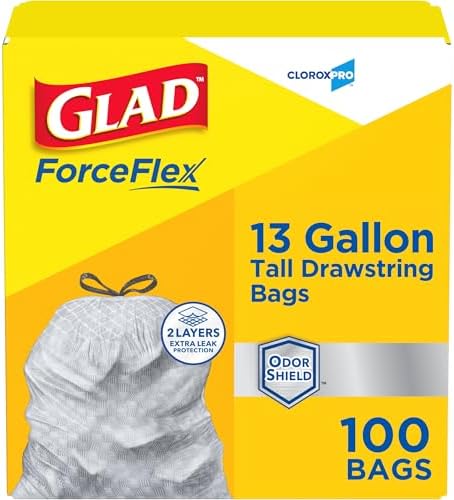 CloroxPro Glad ForceFlex 13 Gallon Tall Kitchen Drawstring Trash ...