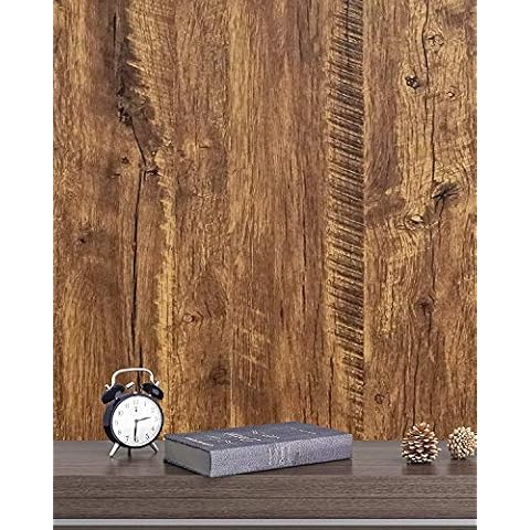 Klebefolie Holz MöBelfolie Braun Eiche Holztapete Vinyl Folie 44cm×12m Selbstklebende Dekorfolie Schrankaufkleber Wandaufkleber Holz Tische KüChenfolie Holz Aufkleber Kontakt Papier Wasserfest Cover