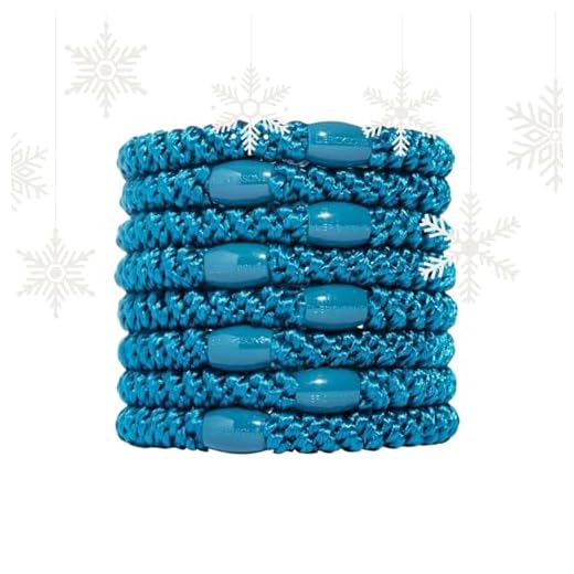 Teal Blue Hair Ties for Thick Hair, Grab & Go Ponytail Holders, 8 Pack, Peacock, Thick No-Crease Bands with Strong Hold, Damage-Free Design, Bold Vibrant Style | L. Erickson