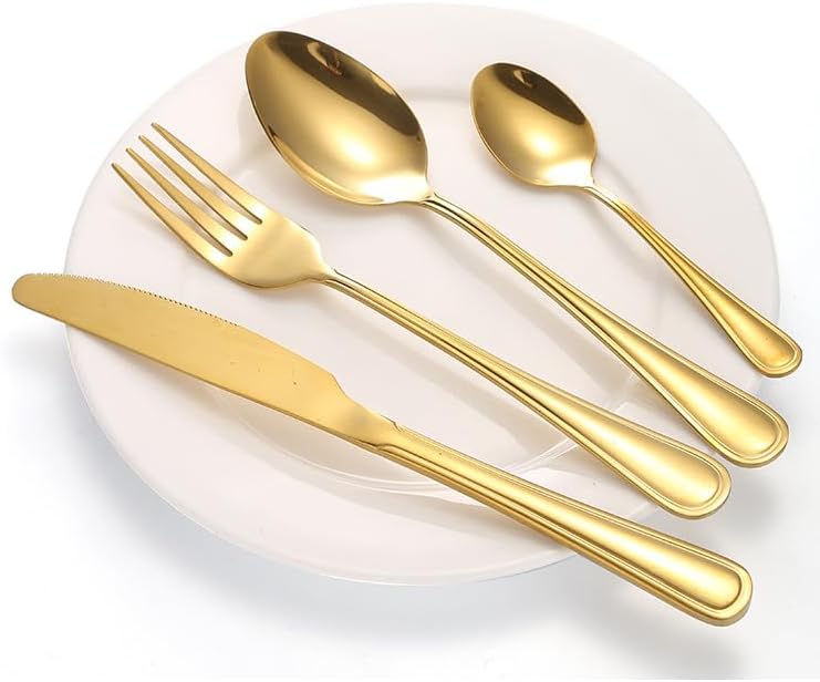 Silverware Flatware Set, 16/20/24 Pieces Stainless Steel Cutlery Set, Knife, Fork, Spoon, Steak Knife And Fork Set, Gift Box (Color : Rose gold, Size : 20Pcs)