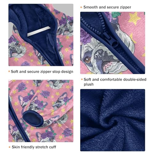 Cute Dog Puppy Flowers Boys Fleece Coat,Children's Zip-Up Hoodie Jacket,Baby Warm Fashion Outerwear 3-10T,A1134623