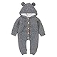 VICROAD Baby Strampler Gestrickter Overall Babykleidung Kapuze mit Süßen Ohren für Jungen Mädchen Neugeborene