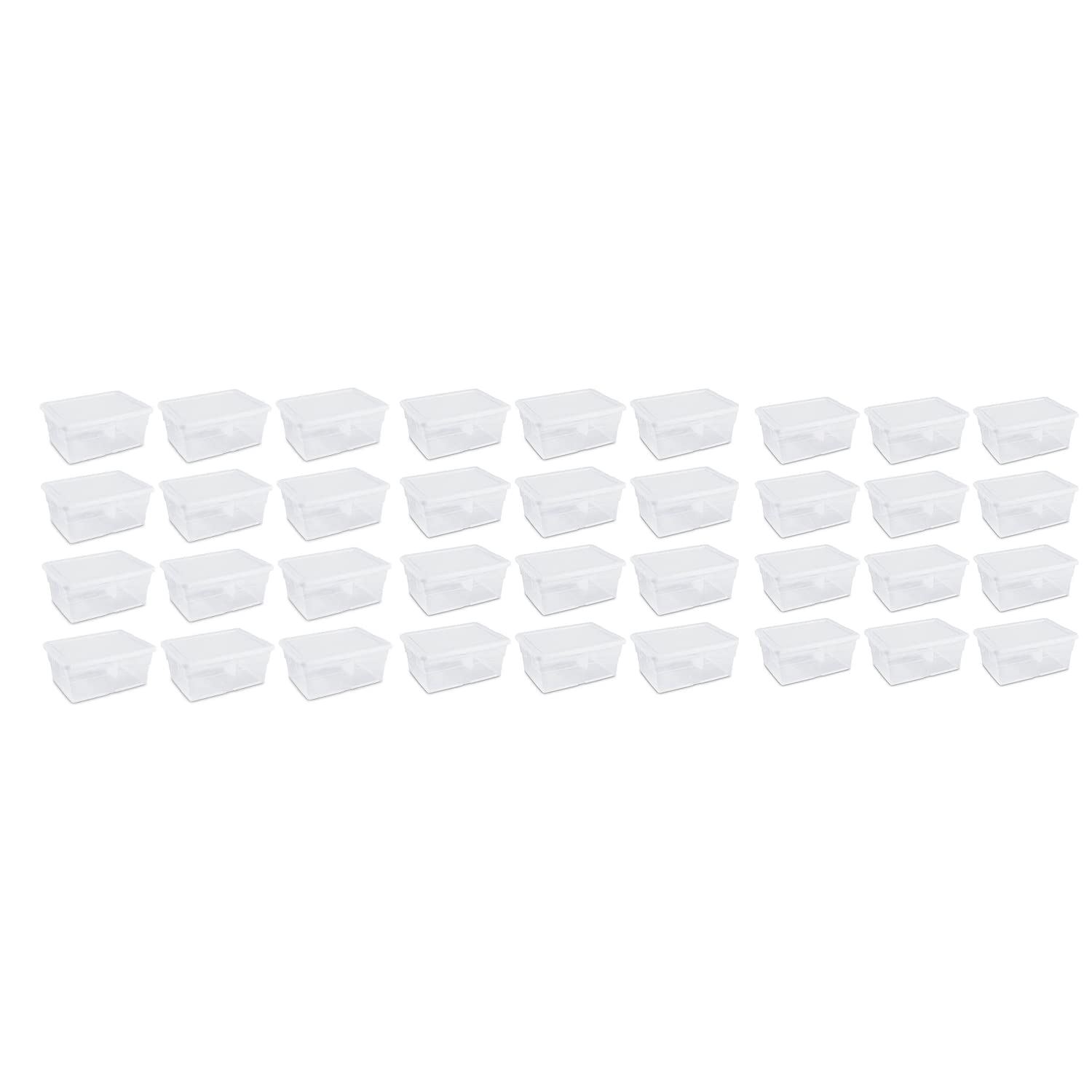 Sterilite16 Quart Multi-Purpose Clear Plastic Stacking Closet Storage Box Container Bin with Durable Latching Lid and Handles (36 Pack)
