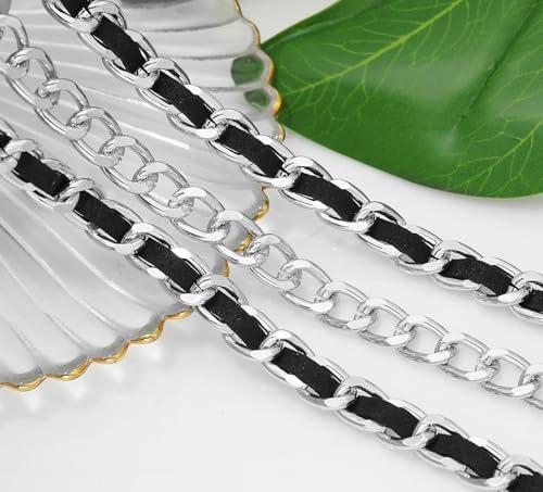 Women's Chain Belts Fashion Layered Flocking Cloth Belts Metal Waist Chain for Dress Vest Jeans4