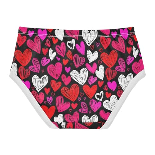 Joisal Valentine Hearts Red Black Toddler Girls Underwear 2t Cotton Cute Panties Girl Bright Briefs Undies Kids2