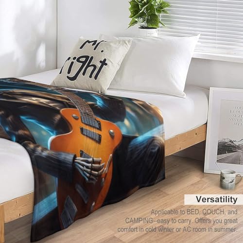Couverture Guitare Skeleton Man Plaid Flannel Cadeau Idéal Original - 6