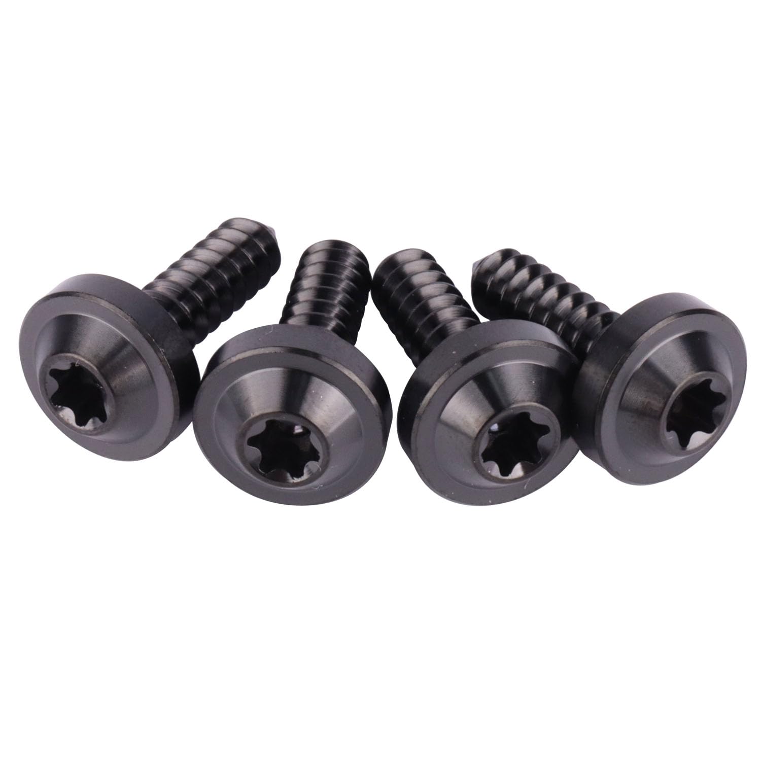 4Pcs Titanium M5 18mm Self Tapping Screw T25 Torx Head Motorcycle Bolt (Black)
