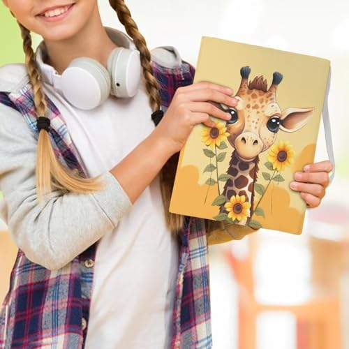 Sunflower Giraffe Book Cover Protector for Girls Book Covers for Soft Cover Books with Ribbon Bookmark Lightweight Book Pouch for Boys Gifts School Supply for Student Yellow4