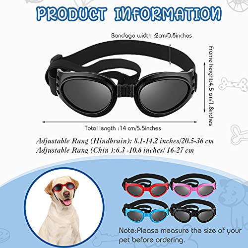 4 Pairs Dog Goggles Doggie Goggles Adjustable Pet Sunglasses UV Resistant Windproof Snowproof Doggy Glasses for Pet Cat… - Image 4